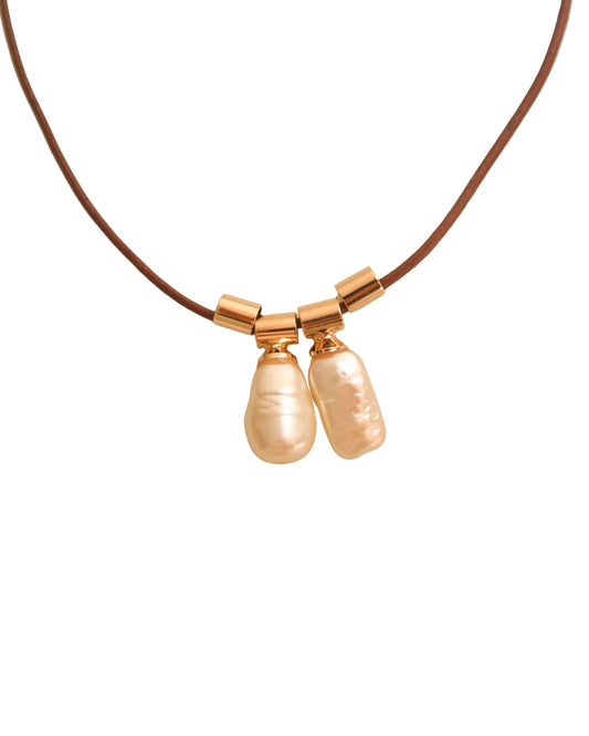 CHOKER PÉROLA COURO