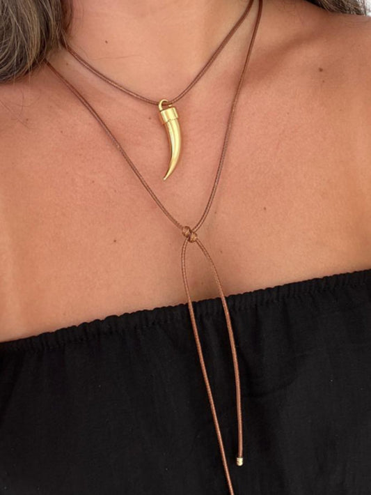COLAR COURO BOHO